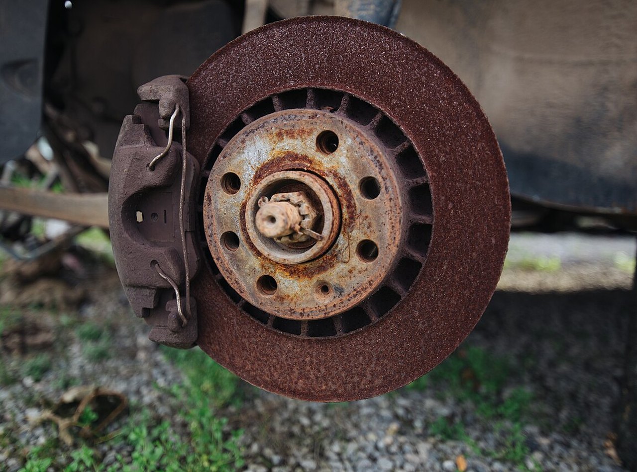 Corroded brake disc and caliper that can drag and overheat