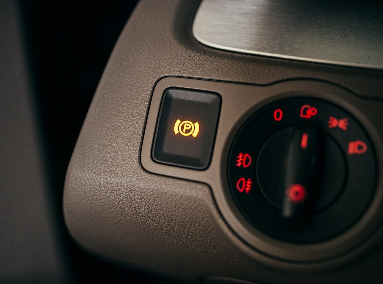 Brake warning light illuminated on the dashboard